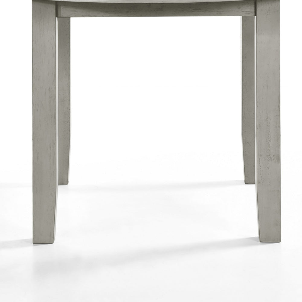 Pane 47 Inch Rounded Wood Dining Table Smooth Gray Finish Tall Block Legs By Casagear Home BM304805