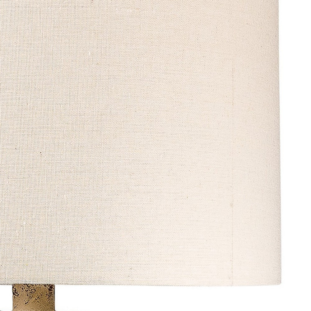 Gov 27 Inch Table Lamp Beige Drum Shade Vase Shaped Body Painted Surface By Casagear Home BM304892