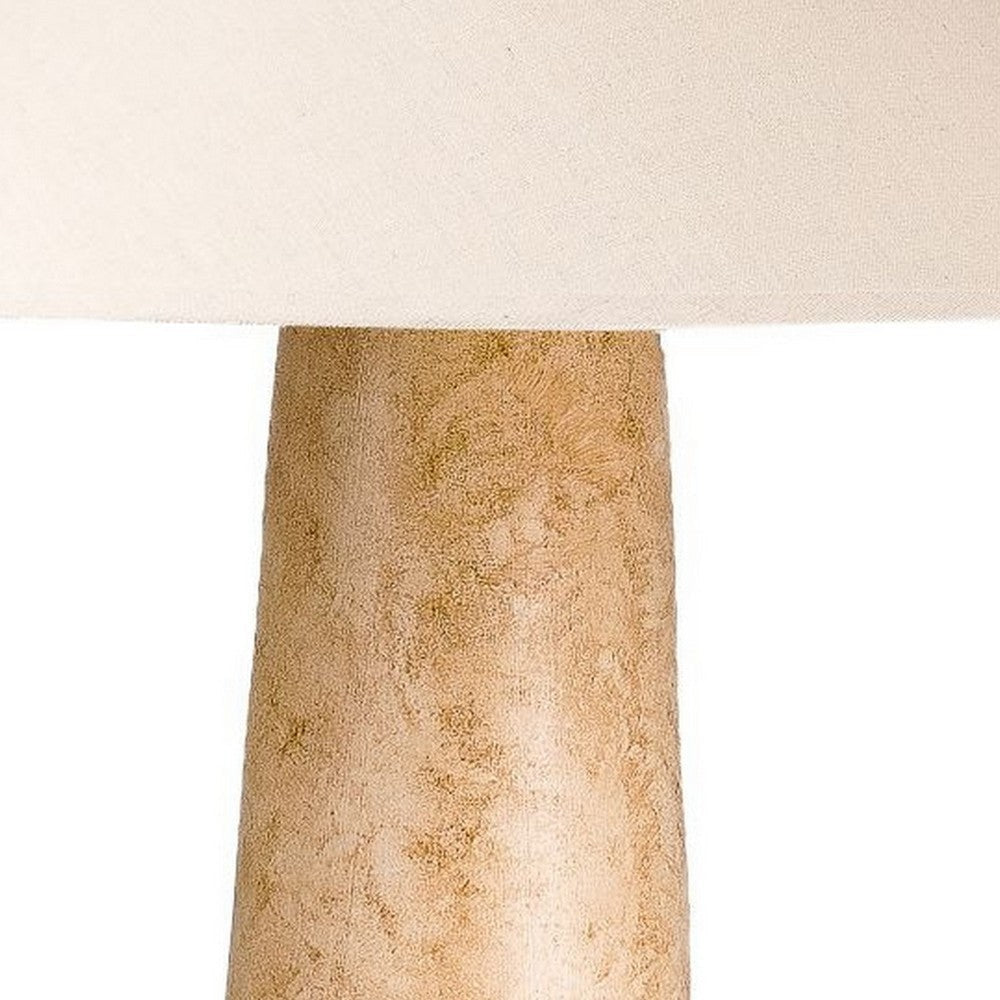 Bali 23 Inch Table Lamp Classic Empire Shade Cylinder Base Oak Brown By Casagear Home BM304895