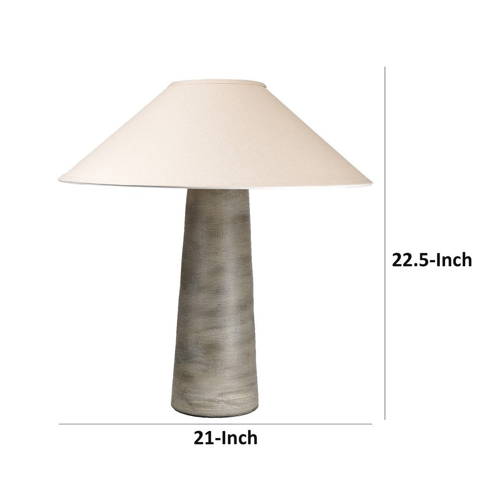 Bali 23 Inch Table Lamp Classic Empire Shade Cylinder Base Smooth Gray By Casagear Home BM304896