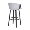 Oja 26 Inch Swivel Counter Stool Chair Light Gray Fabric Curved Black By Casagear Home BM304902