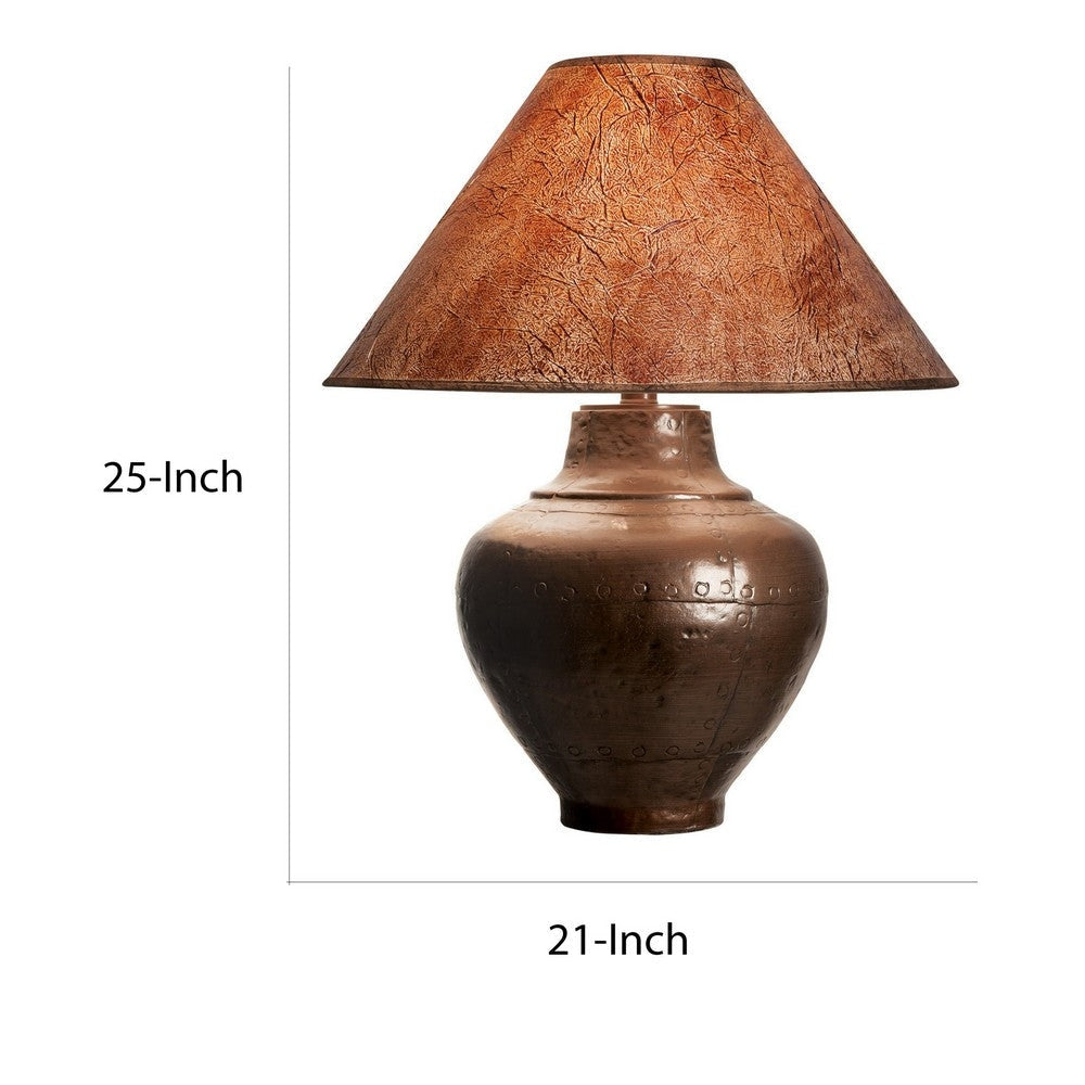 Rozy 25 Inch Table Lamp Urn Shaped Base Empire Shade Dark Brown Finish By Casagear Home BM305002