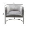 Kel 31 Inch Cantilever Accent Chair Gray Velvet Silver Stainless Steel By Casagear Home BM305034