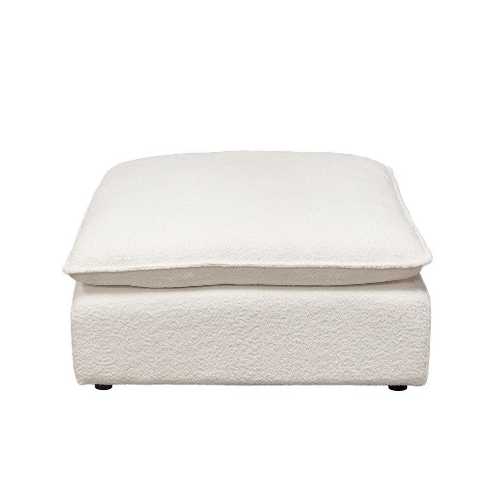 Agg 37 Inch Plush Ottoman Feather Down Seat White Faux Sheepskin By Casagear Home BM305047