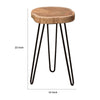 23 Inch Side End Table Hairpin Legs Natural Brown Acacia Wood Black Base By Casagear Home BM305050