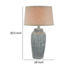 Leni 31 Inch Hydrocal Table Lamp Drum Shade Blue Gray Tall Urn Base By Casagear Home BM305591