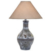 Niek 30 Inch Hydrocal Table Lamp, Empire Shade, Urn Base, Gray Wash Finish By Casagear Home