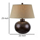 Reis 25 Inch Hydrocal Table Lamp Beige Empire Shade Round Base Brown By Casagear Home BM305631