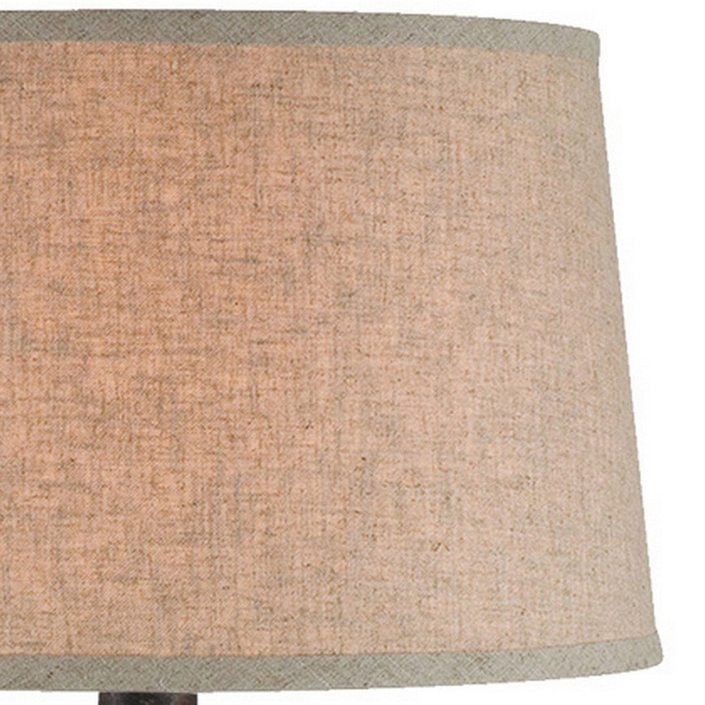 Livi 30 Inch Hydrocal Table Lamp Geometric Urn Base Dark Earthen Brown By Casagear Home BM305653