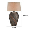 Livi 30 Inch Hydrocal Table Lamp Geometric Urn Base Dark Earthen Brown By Casagear Home BM305653