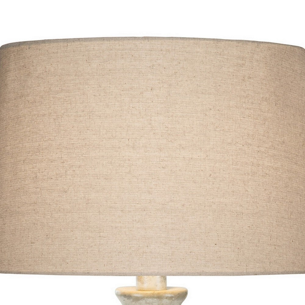 Kiza 28 Inch Table Lamp Elongated Curved Urn Cream Beige Stone Design By Casagear Home BM306559