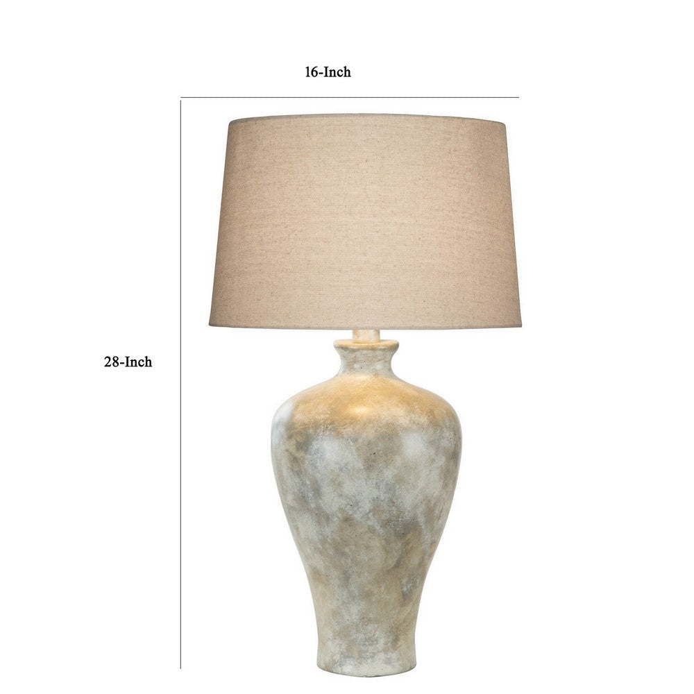 Kiza 28 Inch Table Lamp Elongated Curved Urn Cream Beige Stone Design By Casagear Home BM306559