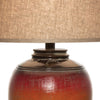 Ruhi 31 Inch Table Lamp Curved Pot Multicolor Drum Shade Brown Orange By Casagear Home BM306592