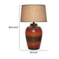 Ruhi 31 Inch Table Lamp Curved Pot Multicolor Drum Shade Brown Orange By Casagear Home BM306592