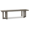 Gif 64 Inch Dining Bench, Geometric Pedestal Legs, Weathered Gray Finish By Casagear Home