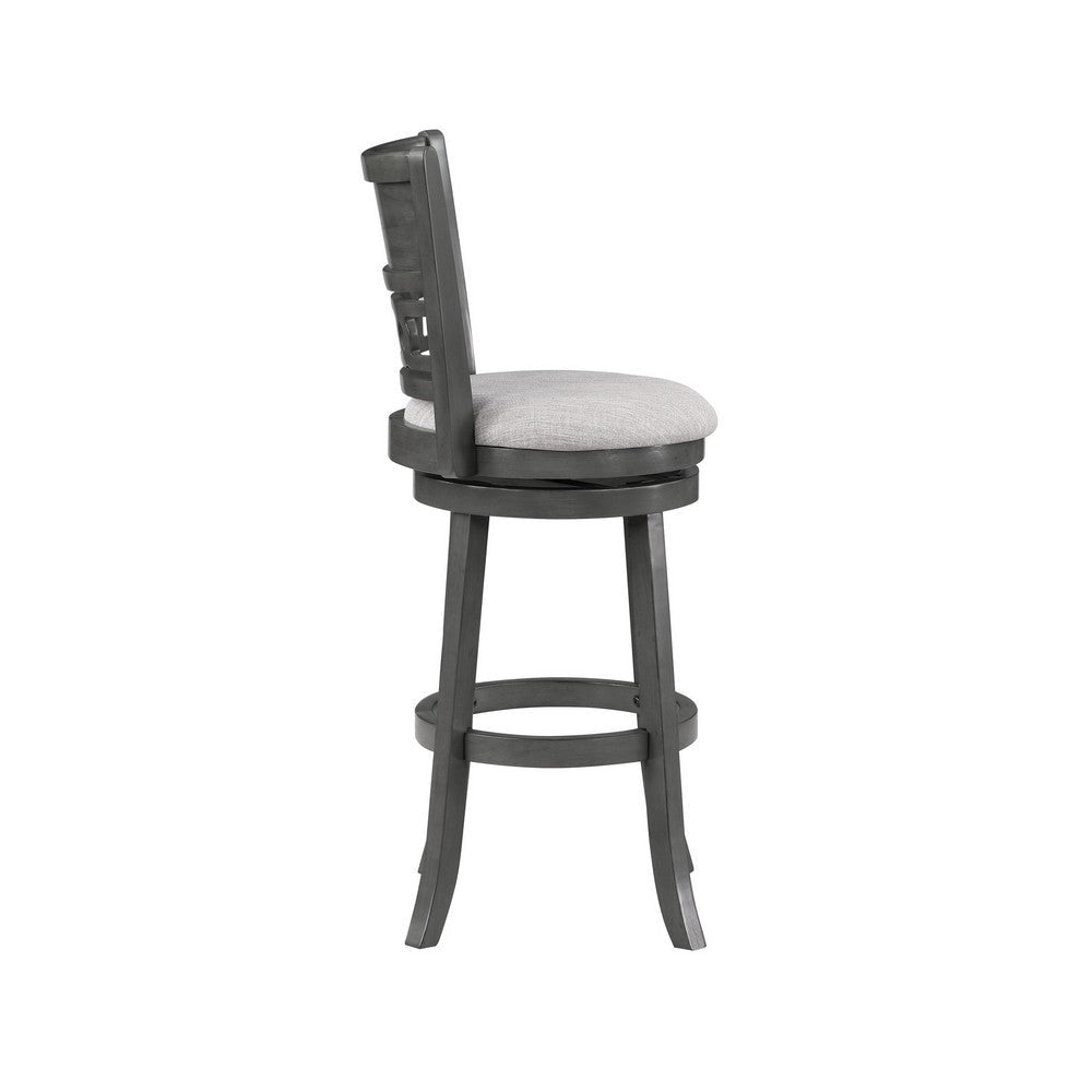 Matt 24 Inch Swivel Counter Strool Cushioned Seat and Backrest Mist Gray By Casagear Home BM306710