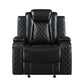 Nova 39 Inch Powered Recliner Vegan Leather Upholstery Bold Jet Black By Casagear Home BM306735