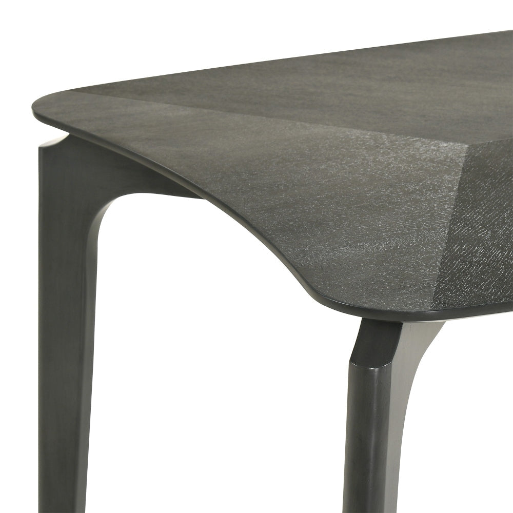 Kalie 63 Inch Dining Table Tapered Legs Wood Grain Finish Charcoal Gray By Casagear Home BM308850