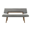 Yumi 63 Inch Dining Bench, Seat and Back with Charcoal Fabric, Walnut  By Casagear Home