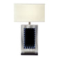 Ziva 27 Inch Table Lamp LED Night Light Rectangular Shade Matte Silver By Casagear Home BM308908