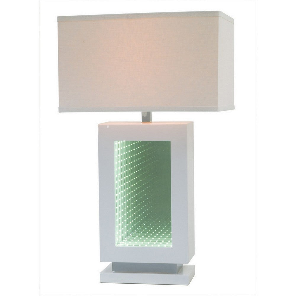 Ziva 28 Inch Table Lamp LED Night Light Rectangular Shade White By Casagear Home BM308910