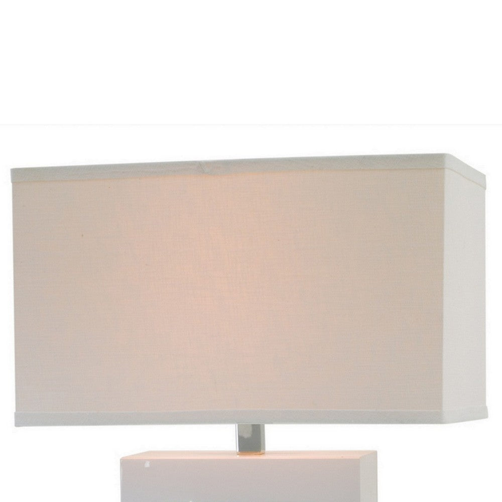 Ziva 28 Inch Table Lamp LED Night Light Rectangular Shade White By Casagear Home BM308910