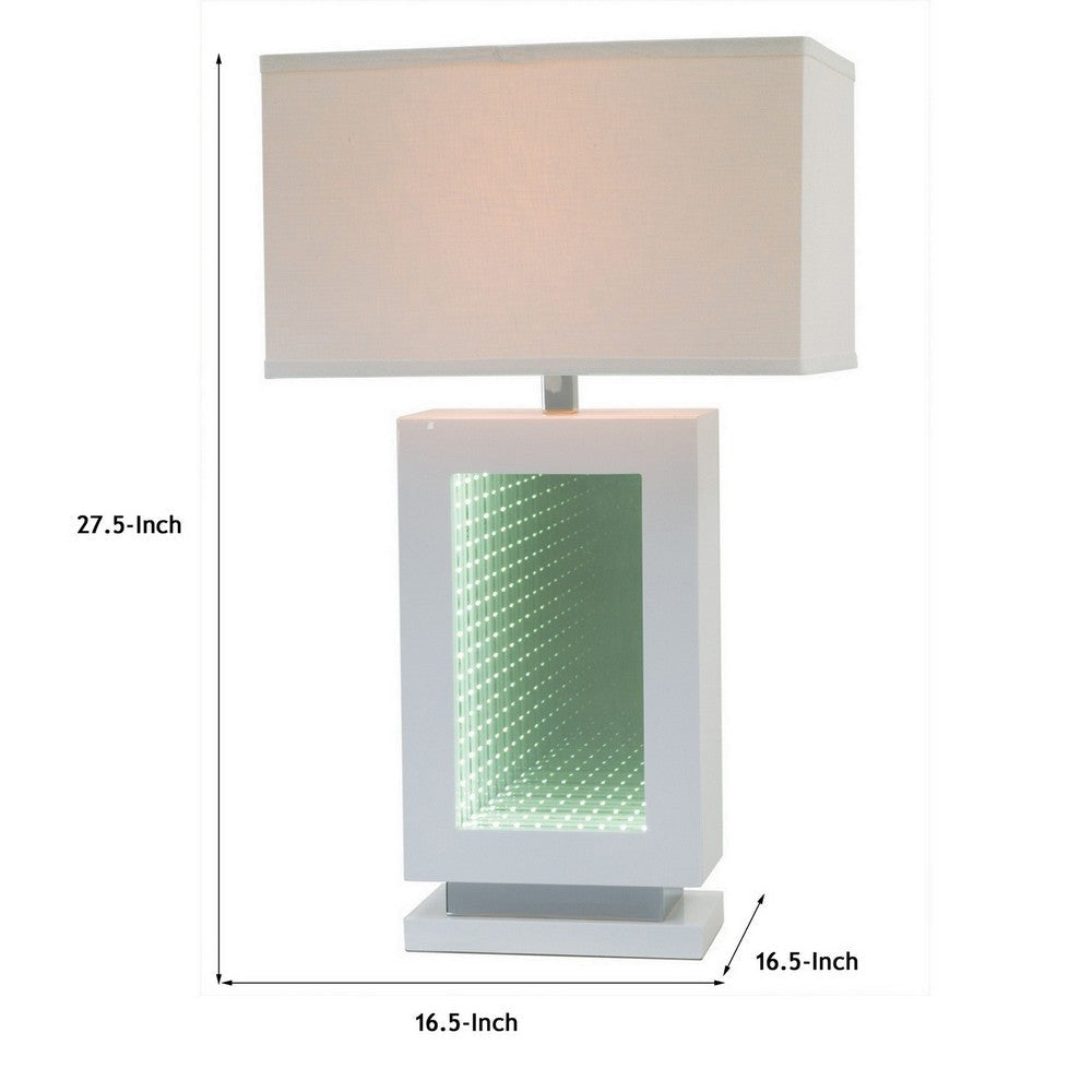 Ziva 28 Inch Table Lamp LED Night Light Rectangular Shade White By Casagear Home BM308910