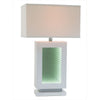 Ziva 28 Inch Table Lamp, LED Night Light, Rectangular Shade, White By Casagear Home