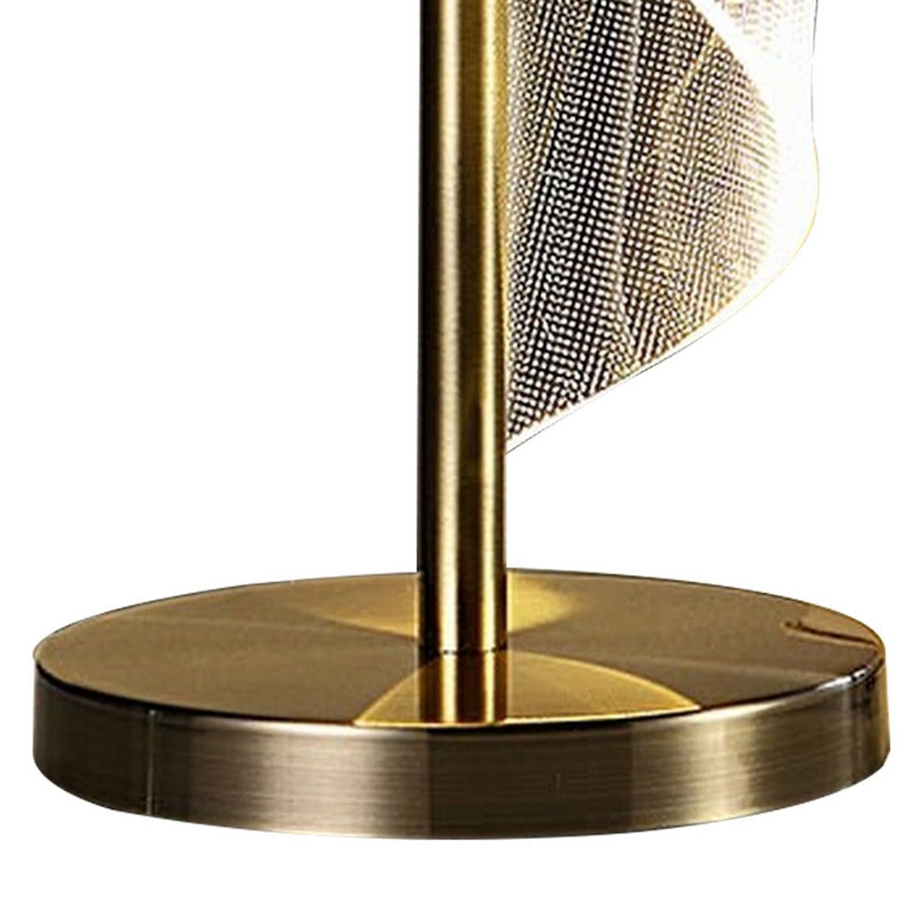 Melly 19 Inch Table Lamp LED Swirl Ribbon Design Acrylic Antique Brass By Casagear Home BM308911