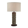 27 Inch Table Lamp Woven Rope Design Drum Shade Rattan Wood Brown By Casagear Home BM308913