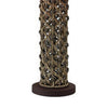 27 Inch Table Lamp Woven Rope Design Drum Shade Rattan Wood Brown By Casagear Home BM308913