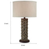 27 Inch Table Lamp Woven Rope Design Drum Shade Rattan Wood Brown By Casagear Home BM308913