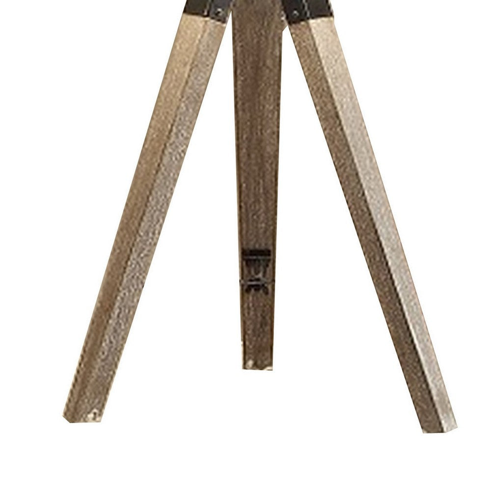 27 Inch Table Lamp Tripod Legs Base Empire Shade Natural Wood Gray By Casagear Home BM308914