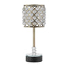 Dany 24 Inch Table Lamp with Crystal Drum Shade, Black Metal, Antique Brass By Casagear Home