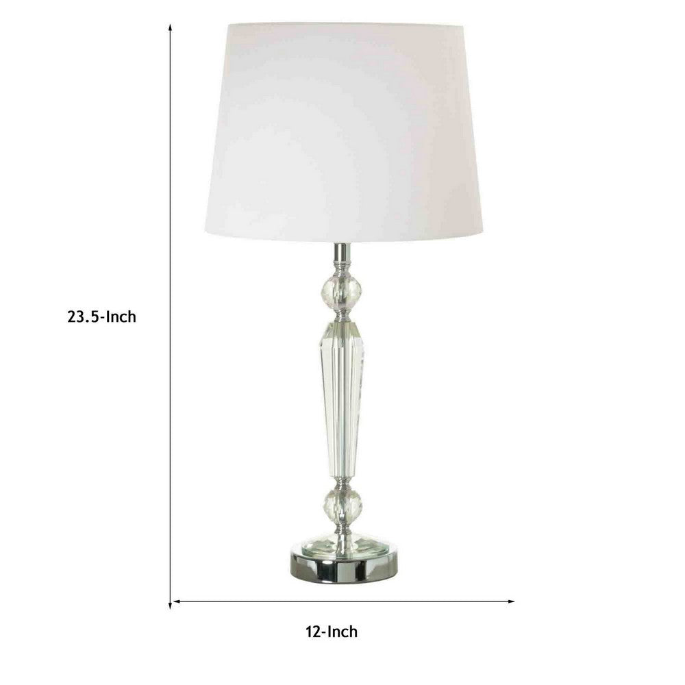 24 Inch Table Lamp Set of 2 with Glass Stands Metal Base Clear Finish By Casagear Home BM308920