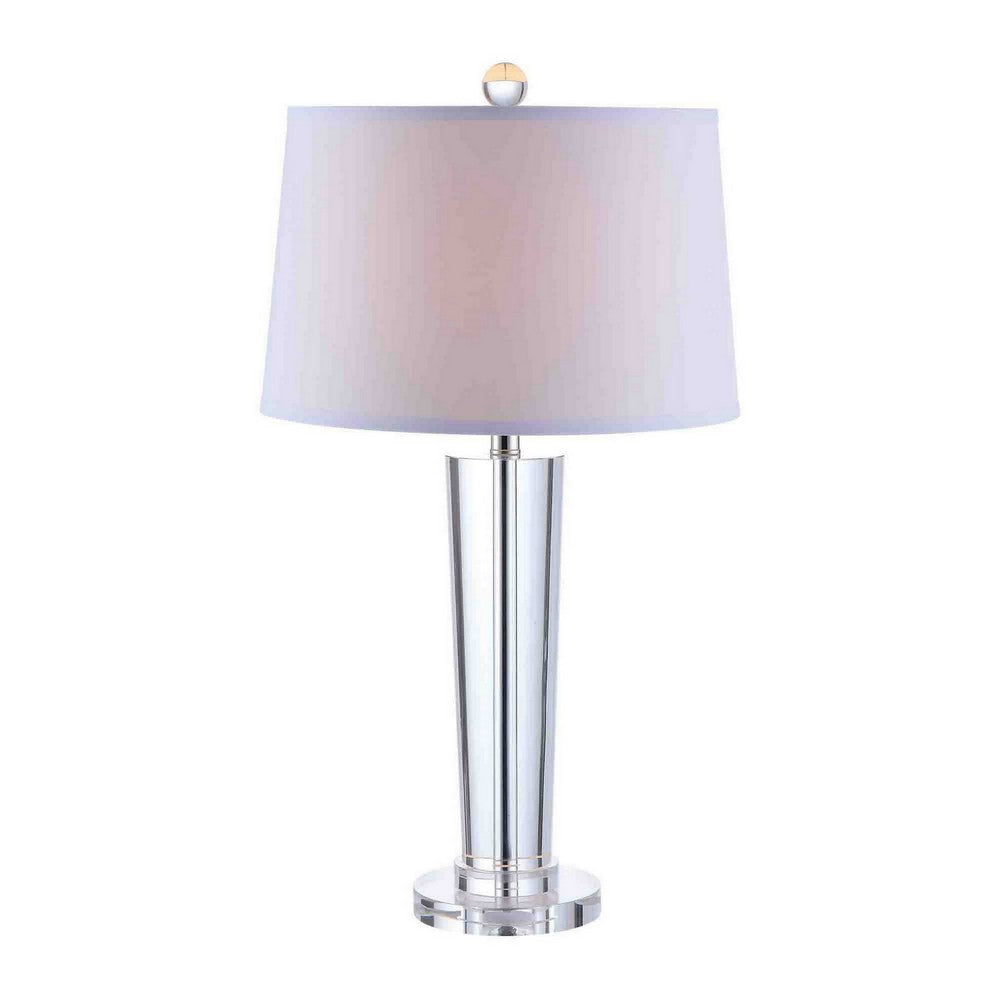 27 Inch Table Lamp with Glass Stand Empire Shade Metal Clear Finish By Casagear Home BM308921