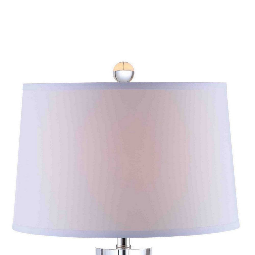 27 Inch Table Lamp with Glass Stand Empire Shade Metal Clear Finish By Casagear Home BM308921