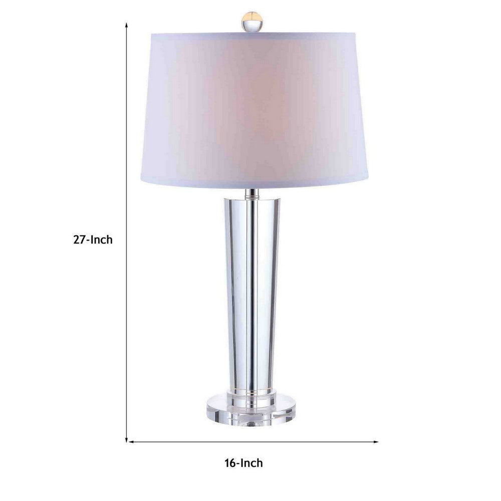 27 Inch Table Lamp with Glass Stand Empire Shade Metal Clear Finish By Casagear Home BM308921