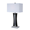 28 Inch Table Lamp Glass Stand White Rectangular Shade Metal Black By Casagear Home BM308922