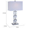 28 Inch Table Lamp Crystal Stand White Rectangular Shade Metal Clear By Casagear Home BM308923