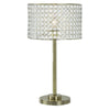 25 Inch Table Lamp with Round Crystal Drum Shade Metal Antique Brass By Casagear Home BM308925