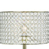 25 Inch Table Lamp with Round Crystal Drum Shade Metal Antique Brass By Casagear Home BM308925