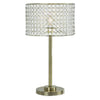 25 Inch Table Lamp with Round Crystal Drum Shade, Metal, Antique Brass By Casagear Home