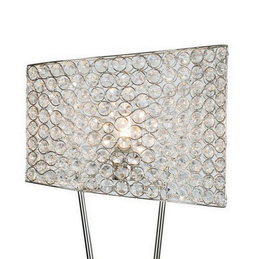 27 Inch Table Lamp Asymmetrical Crystal Shade Dimmer Switch Metal Finish By Casagear Home BM308926