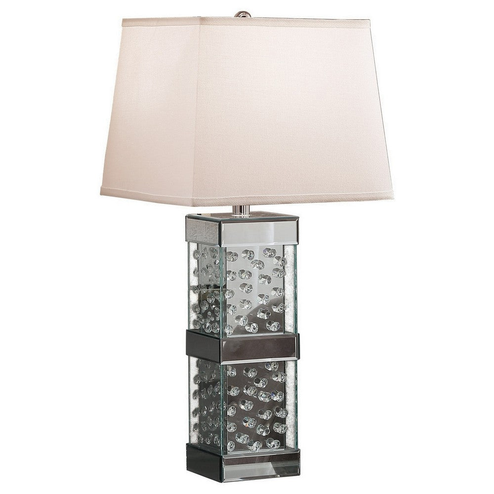 26 Inch Table Lamp Empire Shade Crystal Glass Stand Clear Finish By Casagear Home BM308927