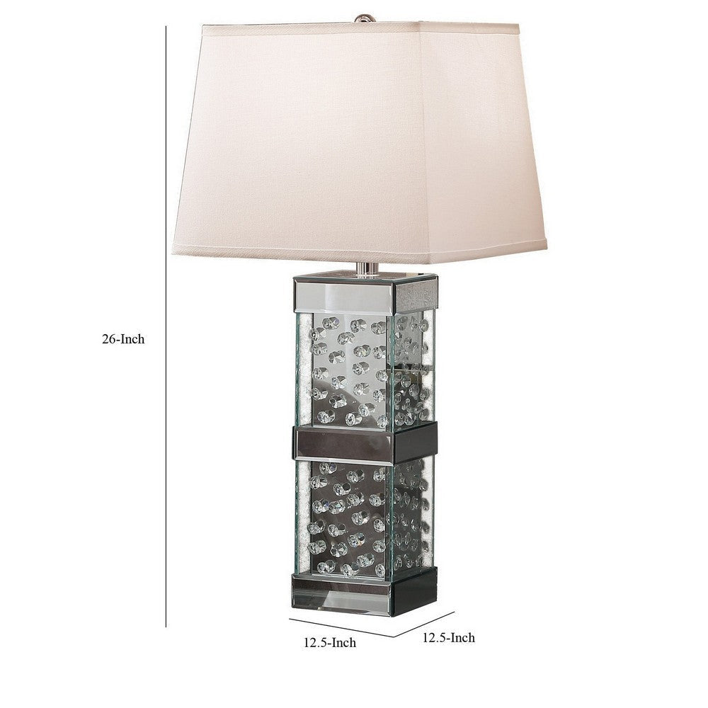 26 Inch Table Lamp Empire Shade Crystal Glass Stand Clear Finish By Casagear Home BM308927