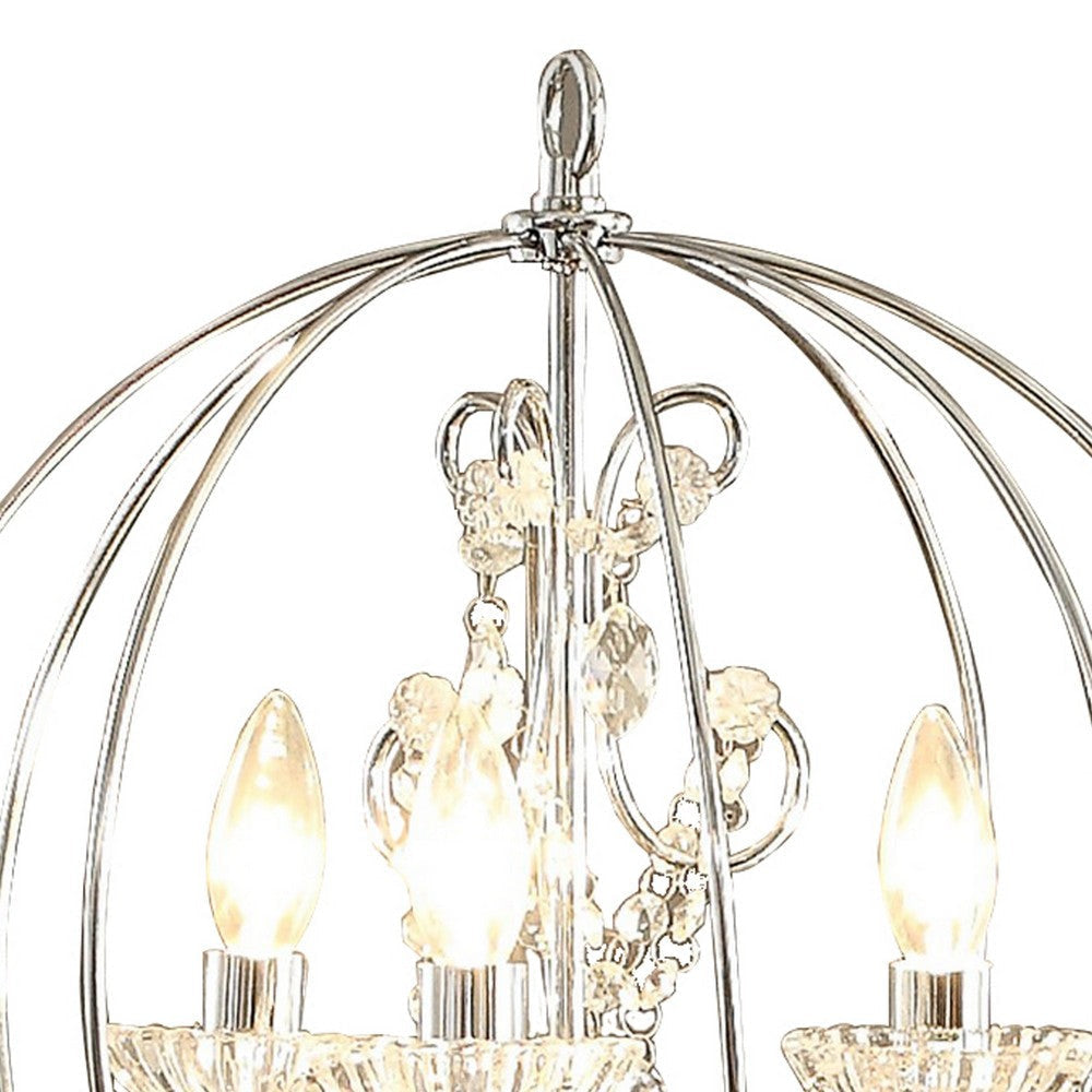 Shine 31 Inch Table Lamp Chandelier Style Crystal and Metal Chrome By Casagear Home BM308928