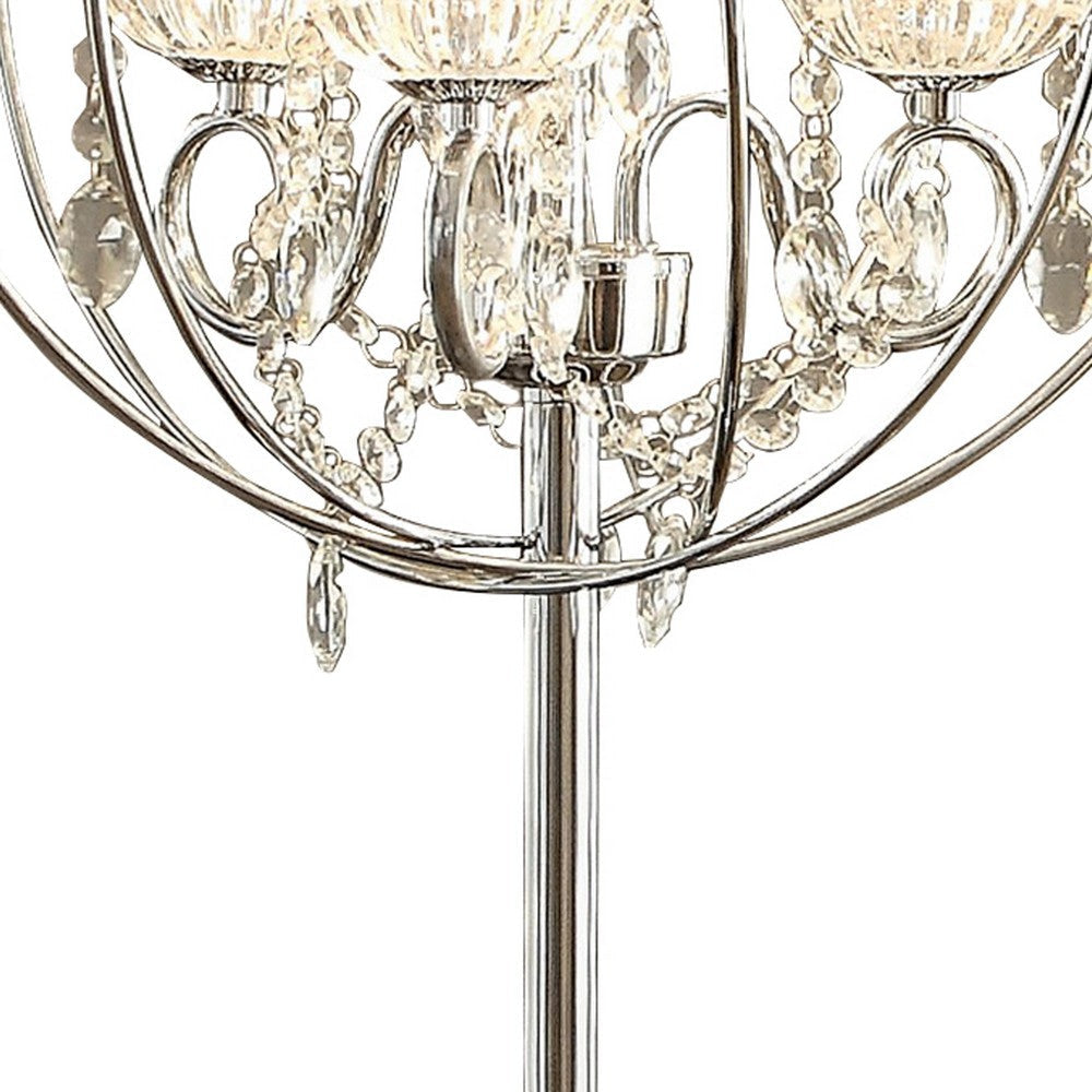 Shine 31 Inch Table Lamp Chandelier Style Crystal and Metal Chrome By Casagear Home BM308928