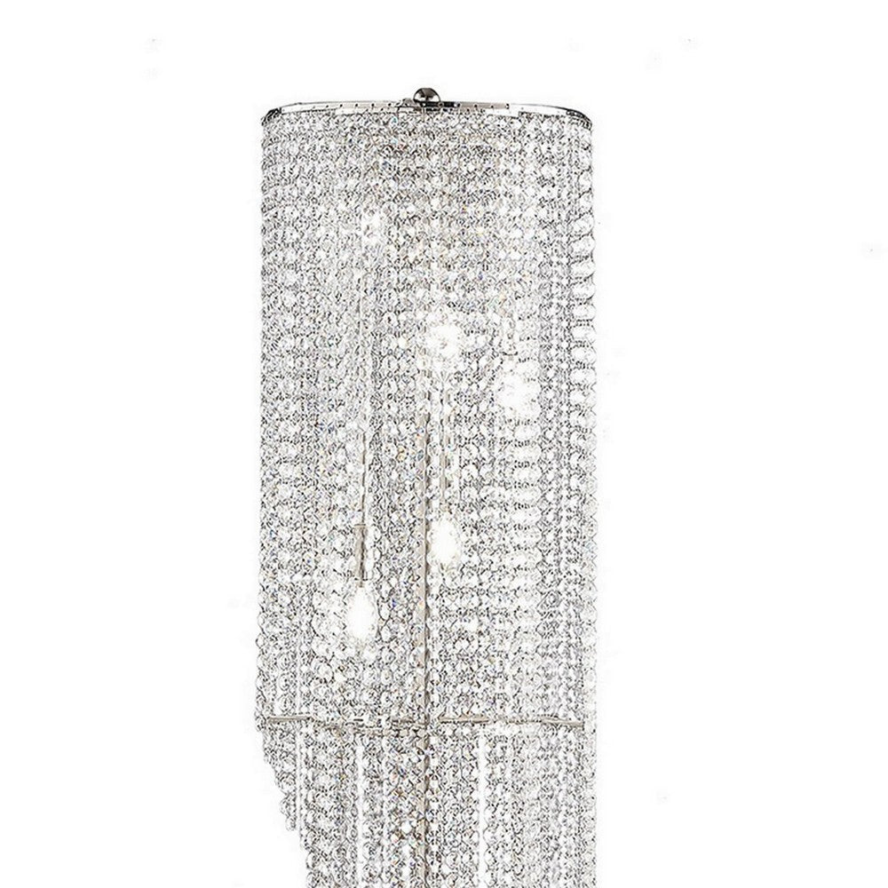 Mindy 62 Inch Floor Lamp Crystal Raindrops Design Metal Clear Finish By Casagear Home BM308930