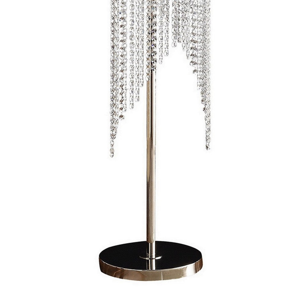 Mindy 62 Inch Floor Lamp Crystal Raindrops Design Metal Clear Finish By Casagear Home BM308930